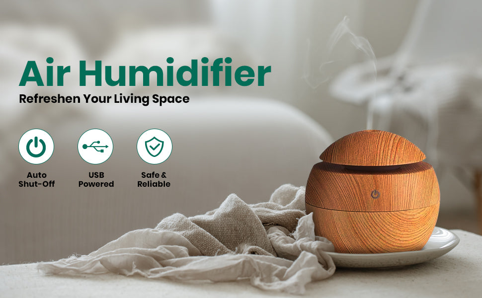 BreatheEase™ - Compact Wooden Air Humidifier